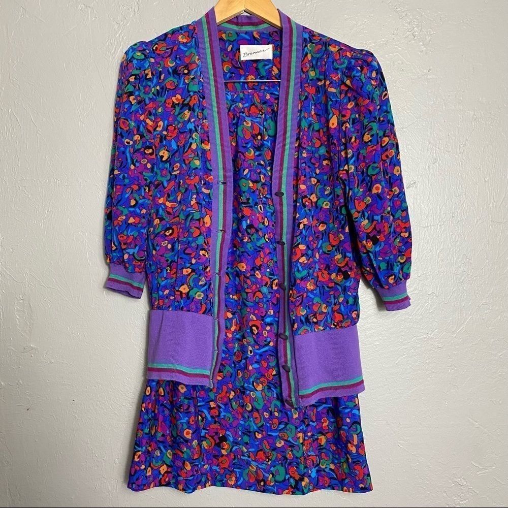 Vintage Brenner colorful artsy fun retro skirt set